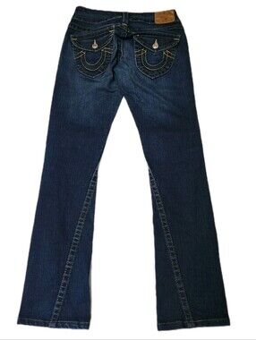 True Religion World Tour Jeans 27 × 33 Low Rise Stretch Dark Fade USA